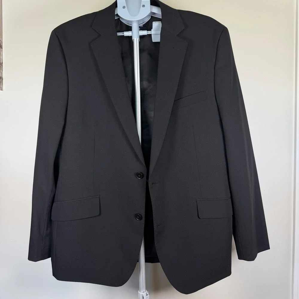 Savile Row Company London Mens Black Two Piece Wedding Suit Set